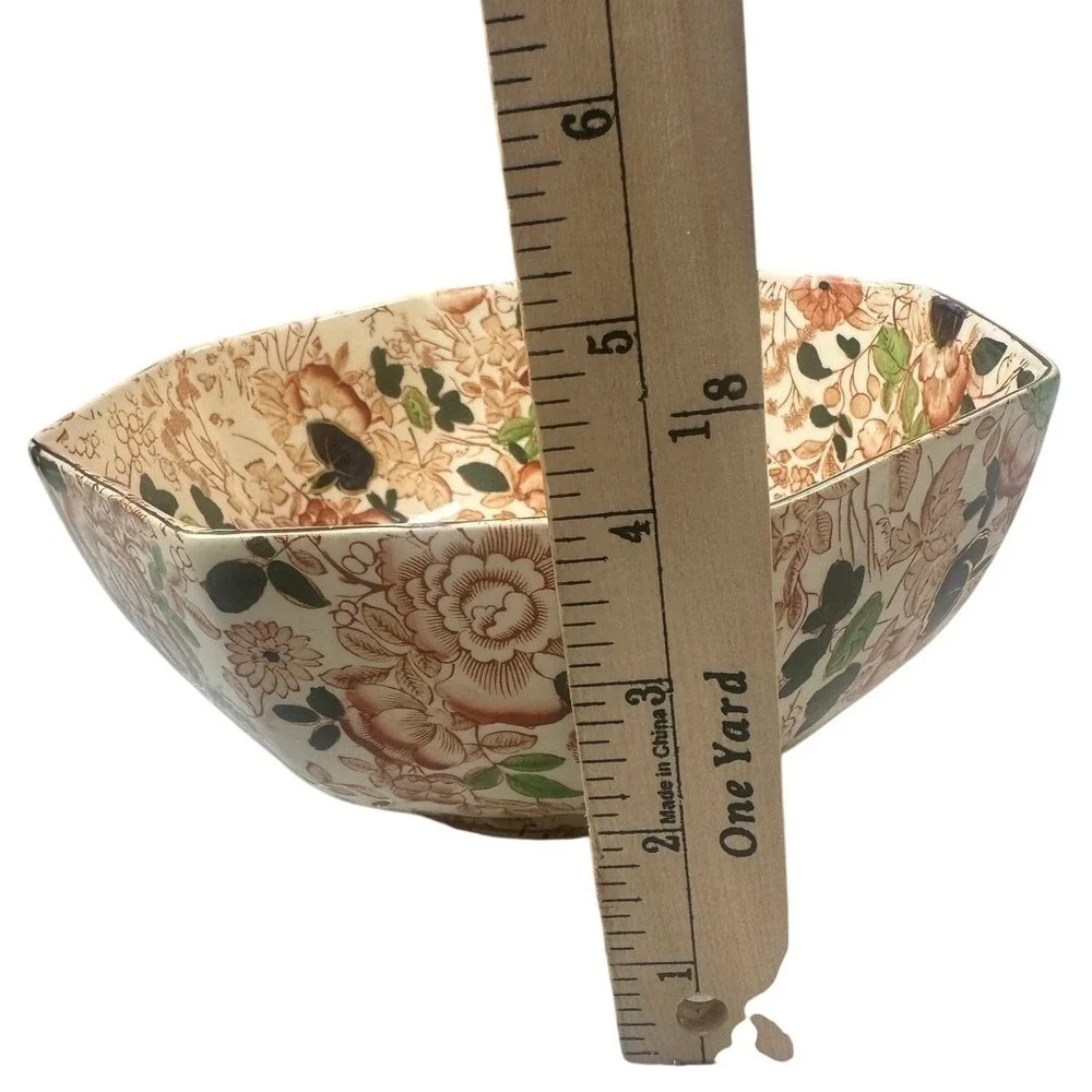 Antique English Royal Cauldon Serving Bowl Hexagon 8